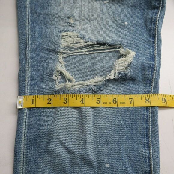 Alter'd State Destressed Straight Leg Jeans Size 30 Light Wash Blue Denim 34X27 - Picture 10 of 13